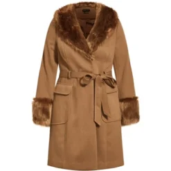 Women's Plus Size Make Me Blush Coat - Caramel | CITY CHIC