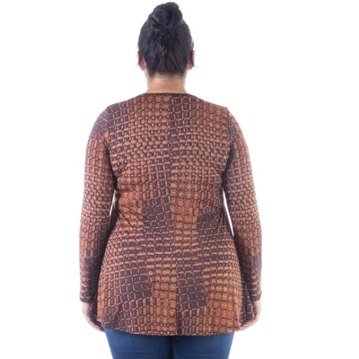 24seven Comfort Apparel Brown Scoop Neck Long Sleeve Plus Size Tunic Top 4 24seven Comfort Apparel Brown Scoop Neck Long Sleeve Plus Size Tunic Top - Image 2