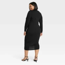 Women's Long Sleeve Asymmetrical Cinched Midi Bodycon Dress - Ava & Viv™