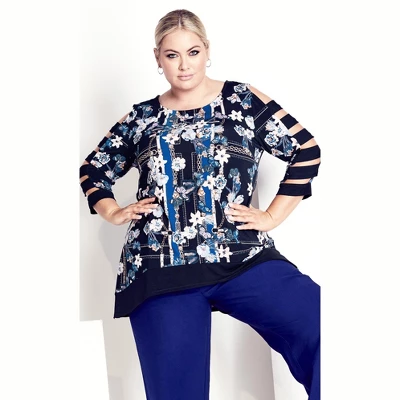Women's Plus Size Alanah Top - Navy | AVENUE STUDIO 5 Women's Plus Size Alanah Top - Navy | AVENUE STUDIO - Image 3