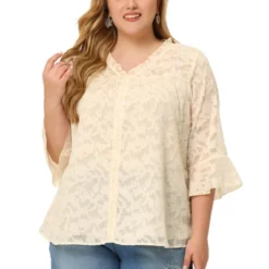 Agnes Orinda Plus Size Top For Women 3/4 Flare Sleeve V Neck Semi Sheer Blouses 11 Agnes Orinda Plus Size Top For Women 3/4 Flare Sleeve V Neck Semi Sheer Blouses -Dresses City Shop GUEST 78aead13 95a4 42fb 9876 6a91c594618d