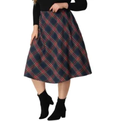 Agnes Orinda Women's Plus Size Velvet Plaid A-Line Elastic Waist Flare Skirts 16 Agnes Orinda Women's Plus Size Velvet Plaid A-Line Elastic Waist Flare Skirts -Dresses City Shop GUEST 7a6e78ae 6b42 4984 ab55 890a82f86742