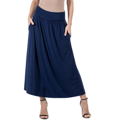 24seven Comfort Apparel Womens Foldover Maxi Skirt With Pockets 7 24seven Comfort Apparel Womens Foldover Maxi Skirt With Pockets - Image 5