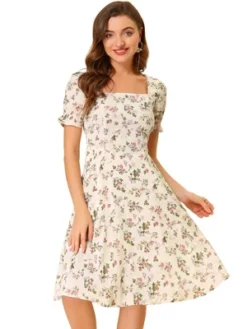 Allegra K Women's Floral Square Neck Midi Smocked A-line Dress 15 Allegra K Women's Floral Square Neck Midi Smocked A-line Dress -Dresses City Shop GUEST 7dffb376 b8f2 40d1 bcff ae994af42918