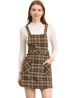 Allegra K Women's Plaid Tartan Button Decor A-Line Pinafore Overall Dress 26 Allegra K Women's Plaid Tartan Button Decor A-Line Pinafore Overall Dress -Dresses City Shop GUEST 7e08d050 bacd 411a 88bc 48d579576b1b