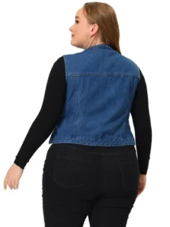 Agnes Orinda Plus Size Denim Vest For Women Button Down Collarless Jean Vest -Dresses City Shop GUEST 7ece2857 ca90 4aa4 839e 43fc5add34d6