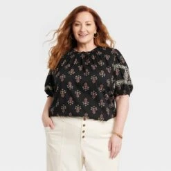 Women's Short Sleeve Embroidered Blouse - Knox Rose™ Black -Dresses City Shop GUEST 82906c42 aa8d 4c4a bf73 f6b7e8fac1b7