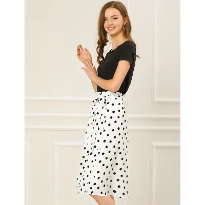 Allegra K Women's Belted Elastic High Waist Vintage A-Line Midi Skirt 4 Allegra K Women's Belted Elastic High Waist Vintage A-Line Midi Skirt - Image 2