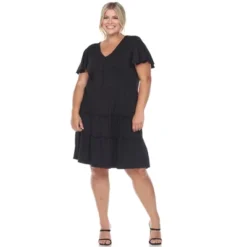Plus Size Short Sleeve V-neck Tiered Midi Dress -Dresses City Shop GUEST 87382fe0 a4ca 4615 b315 8942c5cbc1f4