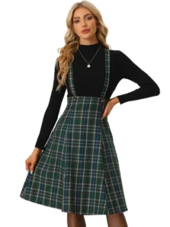 Allegra K Women's Plaid Midi Tartan Pinafore Skirt -Dresses City Shop GUEST 87c7ce5c 23bc 4bbb b66d e9e57a85de2b