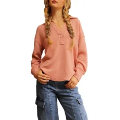 August Sky Women's Collared Long Sleeve Knit Top -Dresses City Shop GUEST 881d6ffe 25dd 411f a3ca 2b4843da4635