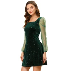 Allegra K Women's Mesh Sheer Puff Long Sleeve Square Neck Glitter Star Mini Velvet Dress 22 Allegra K Women's Mesh Sheer Puff Long Sleeve Square Neck Glitter Star Mini Velvet Dress -Dresses City Shop GUEST 881e1f1e 682a 49c3 8927 3688a6c9029b