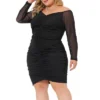 Agnes Orinda Women's Plus Size Off Shoulder Mesh Long Sleeve Stretchy Ruched Cocktail Mini Bodycon Dress 2 Agnes Orinda Women's Plus Size Off Shoulder Mesh Long Sleeve Stretchy Ruched Cocktail Mini Bodycon Dress -Dresses City Shop GUEST 89327a03 2135 4cfe b397 9e519951d17c