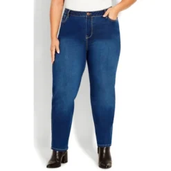 Women's Plus Size Butter Denim Straight Leg Jean Mid Wash - Tall | AVENUE