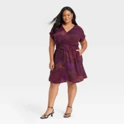 Women's Short Sleeve Twist-Front V-Neck Woven Sundress Dress - Ava & Viv™ -Dresses City Shop GUEST 8a91819a c961 42b4 9bc7 02044bed8680