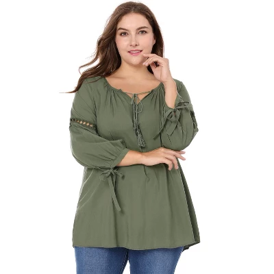 Agnes Orinda Women's Plus Size Long Sleeve Tie Winter Trendy Basic Tunic Blouse 8 Agnes Orinda Women's Plus Size Long Sleeve Tie Winter Trendy Basic Tunic Blouse - Image 6