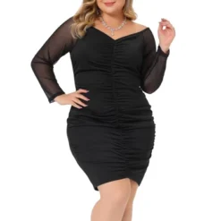 Agnes Orinda Women's Plus Size Off Shoulder Mesh Long Sleeve Stretchy Ruched Cocktail Mini Bodycon Dress 11 Agnes Orinda Women's Plus Size Off Shoulder Mesh Long Sleeve Stretchy Ruched Cocktail Mini Bodycon Dress -Dresses City Shop GUEST 8db0dd84 5d53 49bf 9994 a1842d44c77b
