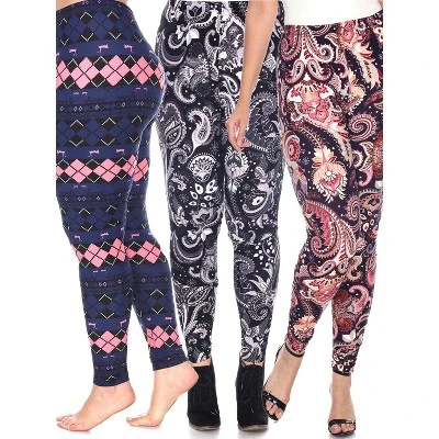 Women's Pack Of 3 Plus Size Leggings - One Size Fits Most Plus - White Mark 19 Women's Pack Of 3 Plus Size Leggings - One Size Fits Most Plus - White Mark - Image 17