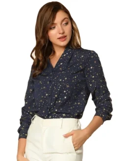 Allegra K Women's Metallic Vintage Long Sleeve Gilding Shiny Dots Stars Blouse Top 16 Allegra K Women's Metallic Vintage Long Sleeve Gilding Shiny Dots Stars Blouse Top -Dresses City Shop GUEST 904bd726 5786 4a73 bd46 a9d43c2ccd1b