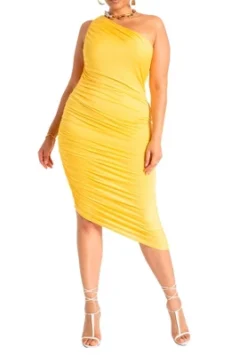 ELOQUII Women’s Plus Size Ruched One Shoulder Dress 14 ELOQUII Women’s Plus Size Ruched One Shoulder Dress -Dresses City Shop GUEST 9262ae45 54d8 4fe4 9835 b2dfd35f715c