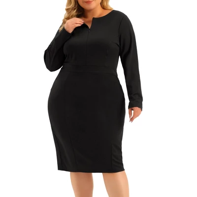 Agnes Orinda Women's Plus Size Office Work Long Sleeves Sheath Dress 3 Agnes Orinda Women's Plus Size Office Work Long Sleeves Sheath Dress