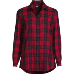 Lands' End Women's Tall Flannel Boyfriend Fit Long Sleeve Shirt -Dresses City Shop GUEST 969829f7 033a 4e35 88f1 5c8b4daaed71