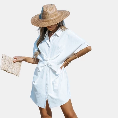 Women's Twist Mini Shirt Dress - Cupshe 5 Women's Twist Mini Shirt Dress - Cupshe - Image 3