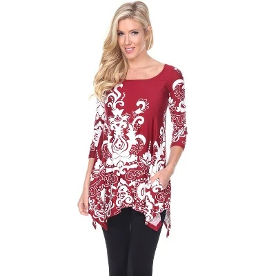 Women's Scoop Neck Printed Yanette Tunic Top - White Mark 7 Women's Scoop Neck Printed Yanette Tunic Top - White Mark - Image 5