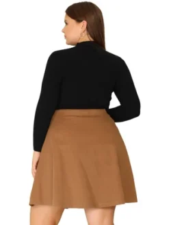 Agnes Orinda Women's Plus Size Corduroy Button Decor Elastic Waist A-Line Skirts -Dresses City Shop GUEST 9bf16ec4 2c46 46b8 97d9 6018951f88c9