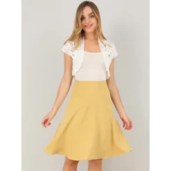 Allegra K Women's Elegant Short Sleeve Sheer Floral Lace Shrug Blouses