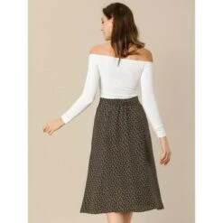 Allegra K Women's Print Peasant Elastic Waist A-Line Midi Skirts -Dresses City Shop GUEST 9e412f0c f652 435f a2f1 24b38709fba2