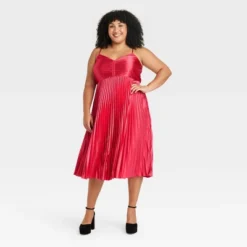 Women's Pleated Satin Midi A-Line Dress - Ava & Viv™ 9 Women's Pleated Satin Midi A-Line Dress - Ava & Viv™ -Dresses City Shop GUEST a04f629e 7b0f 4881 a873 4b246d21806e