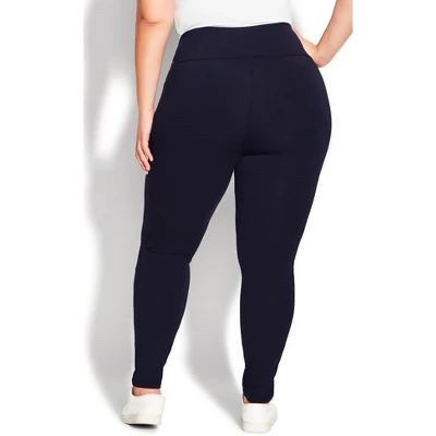 Women's Plus Size Pima High Rise Legging - Navy | AVENUE LEISURE 3 Women's Plus Size Pima High Rise Legging - Navy | AVENUE LEISURE