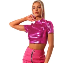 Allegra K Women's Party Short Sleeve Mock Neck Metallic Crop Top 31 Allegra K Women's Party Short Sleeve Mock Neck Metallic Crop Top -Dresses City Shop GUEST a1777aaf 96af 4b38 b065 d6f5b4417f5c