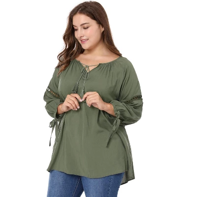 Agnes Orinda Women's Plus Size Long Sleeve Tie Winter Trendy Basic Tunic Blouse 3 Agnes Orinda Women's Plus Size Long Sleeve Tie Winter Trendy Basic Tunic Blouse