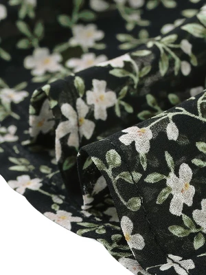 Allegra K Women's Floral Chiffon Flutter Sleeve Belted Square Neck Ruffled Hem Dress 7 Allegra K Women's Floral Chiffon Flutter Sleeve Belted Square Neck Ruffled Hem Dress - Image 5