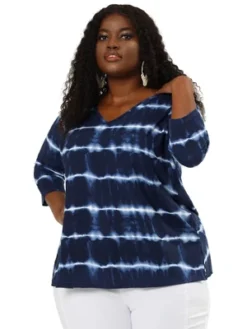 Agnes Orinda Women's Plus Size Tie Dye Side Slit 3/4 Sleeve Stripe V Neck Blouses 17 Agnes Orinda Women's Plus Size Tie Dye Side Slit 3/4 Sleeve Stripe V Neck Blouses -Dresses City Shop GUEST a43f8211 9069 4519 b0e2 177215348a68
