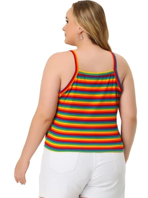 Agnes Orinda Women's Plus Size Stripe Sleeveless Stretch Camisole 5 Agnes Orinda Women's Plus Size Stripe Sleeveless Stretch Camisole - Image 3