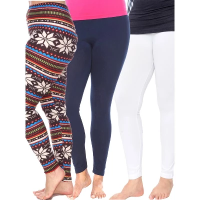 Women's Pack Of 3 Plus Size Leggings - One Size Fits Most Plus - White Mark 10 Women's Pack Of 3 Plus Size Leggings - One Size Fits Most Plus - White Mark - Image 8