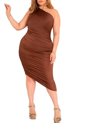 ELOQUII Women’s Plus Size Ruched One Shoulder Dress 9 ELOQUII Women’s Plus Size Ruched One Shoulder Dress - Image 7