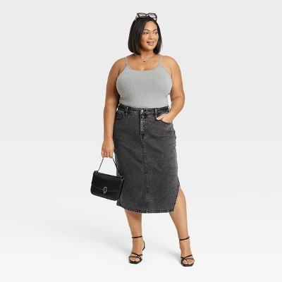 Women's Denim Slit Skirt - Ava & Viv™ 4 Women's Denim Slit Skirt - Ava & Viv™ - Image 2