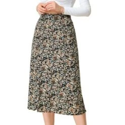 Allegra K Women's Print Peasant Elastic Waist A-Line Midi Skirts -Dresses City Shop GUEST abe4a711 9437 48dc b0c0 b079d6f3078e