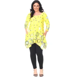 Women's Plus Size 3/4 Sleeve Printed Erie Tunic Top With Pockets - White Mark -Dresses City Shop GUEST ac5b3026 c3d6 49ae a2dd 16f36f7f60c6