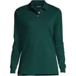Lands' End School Uniform Women's Long Sleeve Interlock Polo Shirt -Dresses City Shop GUEST ad99d5b3 6c79 4c1f 8816 970661423ce1