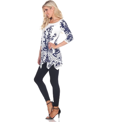 Women's Scoop Neck Printed Yanette Tunic Top - White Mark 3 Women's Scoop Neck Printed Yanette Tunic Top - White Mark
