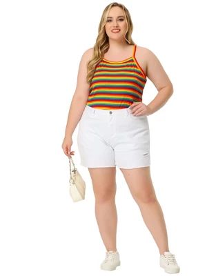 Agnes Orinda Women's Plus Size Stripe Sleeveless Stretch Camisole 4 Agnes Orinda Women's Plus Size Stripe Sleeveless Stretch Camisole - Image 2