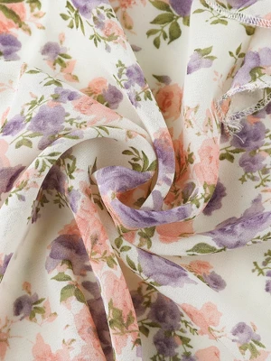 Allegra K Women's Ruffle V Neck Puff Short Sleeve Floral Blouse 5 Allegra K Women's Ruffle V Neck Puff Short Sleeve Floral Blouse - Image 3