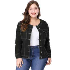 Agnes Orinda Women's Plus Size Jean Jacket Long Sleeves Collarless Denim Jacket 21 Agnes Orinda Women's Plus Size Jean Jacket Long Sleeves Collarless Denim Jacket -Dresses City Shop GUEST b2009cab f73a 4208 9530 fd8d3c4f25cf