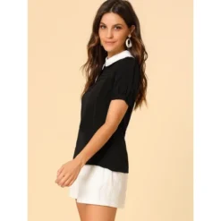Allegra K Women's Vintage Peter Pan Collar Contrast Puff Short Sleeve Blouse 21 Allegra K Women's Vintage Peter Pan Collar Contrast Puff Short Sleeve Blouse -Dresses City Shop GUEST b2b76826 5ee6 442d add4 bc2e49e53e33