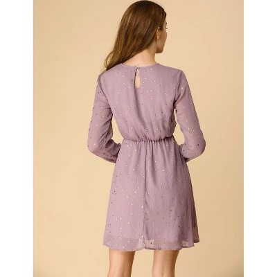 Allegra K Women's Choker V Neck Vintage Flared Gilding Metallic Shiny Star A-Line Dress 6 Allegra K Women's Choker V Neck Vintage Flared Gilding Metallic Shiny Star A-Line Dress - Image 4